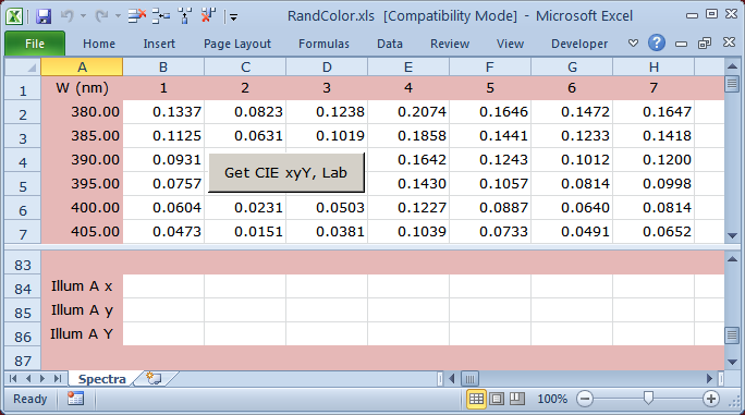 Excel CIE Color